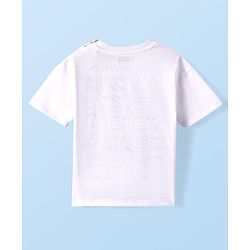 Babyhug Cotton Knit Half Sleeves T-Shirt With Beach Theme Print - White