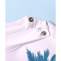 Babyhug Cotton Knit Half Sleeves T-Shirt With Beach Theme Print - White