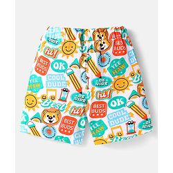 Babyhug Single Jersey Knit Half Sleeves Co-ords Shirt & Shorts Set with Text Print - White
