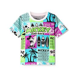 Babyhug Disney Single Jersey Knit Half Sleeves T-Shirt with Mickey Mouse Graphics - Light Blue