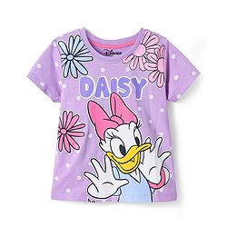 Babyhug Disney Single Jersey Knit Half Sleeves T-Shirt with Daisy Graphics - Lilac