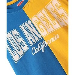 Babyhug Single Jersey Knit Half Sleeves Cut & Sew T-Shirt & Denim Shorts Set with Text Print - Blue & Yellow