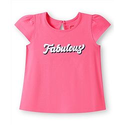 Babyhug Cotton Knit Half Sleeves T-Shirt With Fabulous Text Print - Pink