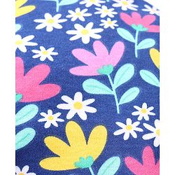 Babyhug 100% Cotton Knit Bonnet Bonnet Caps With Floral Print Pack of 2 - Dark Pink & Navy Blue