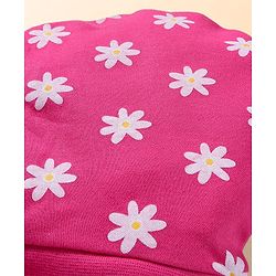 Babyhug 100% Cotton Knit Bonnet Bonnet Caps With Floral Print Pack of 2 - Dark Pink & Navy Blue