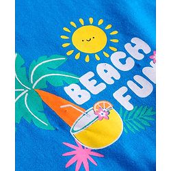 Babyhug Cotton Knit Half Sleeves T-Shirt with Beach Fun Text Print - Blue