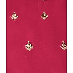 Babyhug Woven Sleeveless Embroidered Lehenga Choli Set with Dupatta & Floral Design & Lace Detailing - Dark Pink