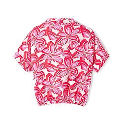 Babyhug Rayon Woven Half Sleeves Shirt Styled Top & Shorts Co-Ord Set With Floral Print - Red & White