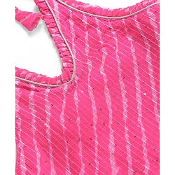Babyhug Woven Sleeveless Leheriya Printed Lehenga Choli With Dupatta - Dark Pink