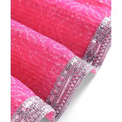 Babyhug Woven Sleeveless Leheriya Printed Lehenga Choli With Dupatta - Dark Pink