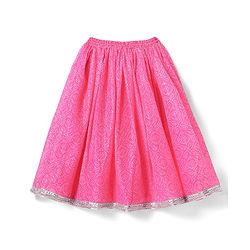 Babyhug Woven Sleeveless Leheriya Printed Lehenga Choli With Dupatta - Dark Pink