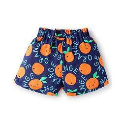 Babyhug Rayon Woven Half Sleeves Co-ords Top & Shorts Set with Orange Print - Navy Blue