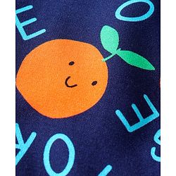 Babyhug Rayon Woven Half Sleeves Co-ords Top & Shorts Set with Orange Print - Navy Blue