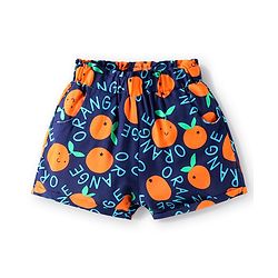 Babyhug Rayon Woven Half Sleeves Co-ords Top & Shorts Set with Orange Print - Navy Blue