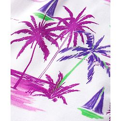 Babyhug 100% Cotton Woven Half Sleeves Co-ords Top & Shorts Set with Beach Theme Print - White