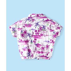 Babyhug 100% Cotton Woven Half Sleeves Co-ords Top & Shorts Set with Beach Theme Print - White
