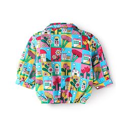 Babyhug Rayon Woven Full Sleeves Co-ords Top & Trouser Set with Floral Print - Multicolor