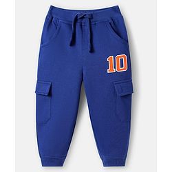 Babyhug Cotton Terry Full Length Jogger Fit Lounge Pant with Ribbed Waist & Pockets 10 Print - Navy