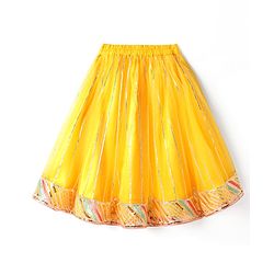 Babyhug Woven Sleeveless Choli Lehenga Set And Dupatta With Net Embroidery & Lace Detailing - Yellow