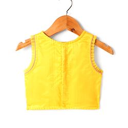 Babyhug Woven Sleeveless Choli Lehenga Set And Dupatta With Net Embroidery & Lace Detailing - Yellow