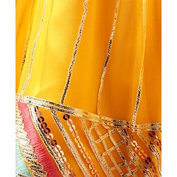 Babyhug Woven Sleeveless Choli Lehenga Set And Dupatta With Net Embroidery & Lace Detailing - Yellow