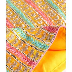 Babyhug Woven Sleeveless Choli Lehenga Set And Dupatta With Net Embroidery & Lace Detailing - Yellow