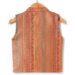 Babyhug Woven Full Length Foil Printed Kurta Pyjama Set With Brocade Jacket - Teal Blue