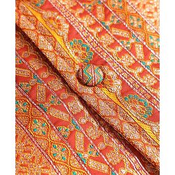 Babyhug Woven Full Length Foil Printed Kurta Pyjama Set With Brocade Jacket - Teal Blue
