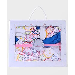 Babyhug 100 % Cotton Baby Gift Sets Pack of 7 - Blue & White
