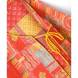 Babyhug Cotton Cambric Printed Angarakha Kurta & Dhoti Set - Coral