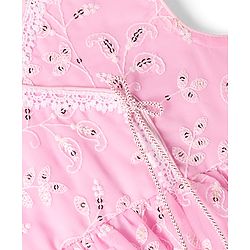 Babyhug Woven Sleeveless Net Embroidered Sequinned Long Choli With Lehenga & Dupatta Set  - Pink