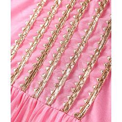 Babyhug Woven Three Fourth Sleeves Chanderi Embroidered Kurti Palazzo Set With Dupatta - Pink