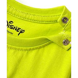 Babyhug Disney Single Jersey Knit Half Sleeves Shorts Night Suit With Mickey Mouse Graphic - White & Limegreen