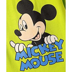 Babyhug Disney Single Jersey Knit Half Sleeves Shorts Night Suit With Mickey Mouse Graphic - White & Limegreen
