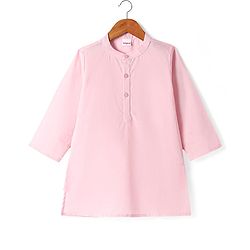 Babyhug Woven Full Sleeves  Solid Dhoti Kurta Set with Sequin Embroidered Jacket - Pink