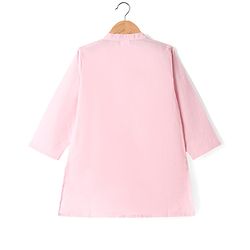 Babyhug Woven Full Sleeves  Solid Dhoti Kurta Set with Sequin Embroidered Jacket - Pink