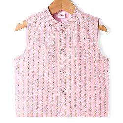 Babyhug Woven Full Sleeves  Solid Dhoti Kurta Set with Sequin Embroidered Jacket - Pink