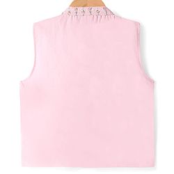 Babyhug Woven Full Sleeves  Solid Dhoti Kurta Set with Sequin Embroidered Jacket - Pink