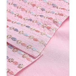 Babyhug Woven Full Sleeves  Solid Dhoti Kurta Set with Sequin Embroidered Jacket - Pink