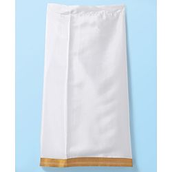 Babyhug Woven Half Sleeves Solid Color Shirt & Mundu Set - Red & White