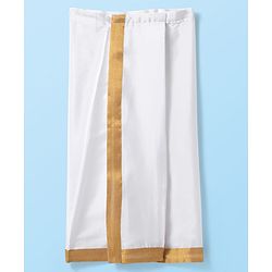 Babyhug Woven Half Sleeves Solid Color Shirt & Mundu Set - Red & White