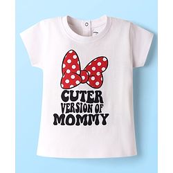 Babyhug Disney  Single Jersey Knit Half Sleeves Shorts Night Suit with Minnie Mouse Graphics - Red & White