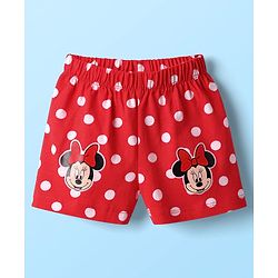 Babyhug Disney  Single Jersey Knit Half Sleeves Shorts Night Suit with Minnie Mouse Graphics - Red & White