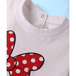Babyhug Disney  Single Jersey Knit Half Sleeves Shorts Night Suit with Minnie Mouse Graphics - Red & White