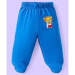 Babyhug 100% Cotton Interlock Knit Bootie Leggings With Animal & Beach Theme Print Pack of 3 - Blue Yellow & White