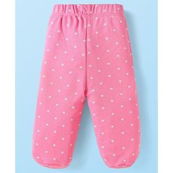 Babyhug Interlock Knit Footed Leggings with Polka Dots Unicorn & Hearts Print Pack of 3 - Pink & Purple