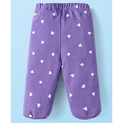 Babyhug Interlock Knit Footed Leggings with Polka Dots Unicorn & Hearts Print Pack of 3 - Pink & Purple