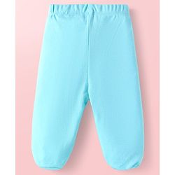 Babyhug Interlock Knit Full Length Bootie Leggings with Stripes & Dino Print Pack of 3 - Light Blue & White