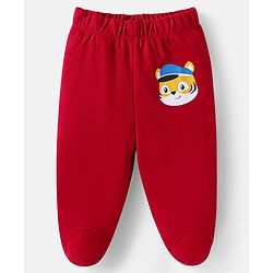 Babyhug Cotton Interlock Knit Full Length Bootie Leggings  with Cub & Boat Print Pack of 3 -Dark Red & Sky Blue
