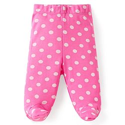 Babyhug Interlock Knit Bootie Leggings With Polka Dot & Unicorn Print Pack of 3 - Yellow Dark Pink & Light Blue